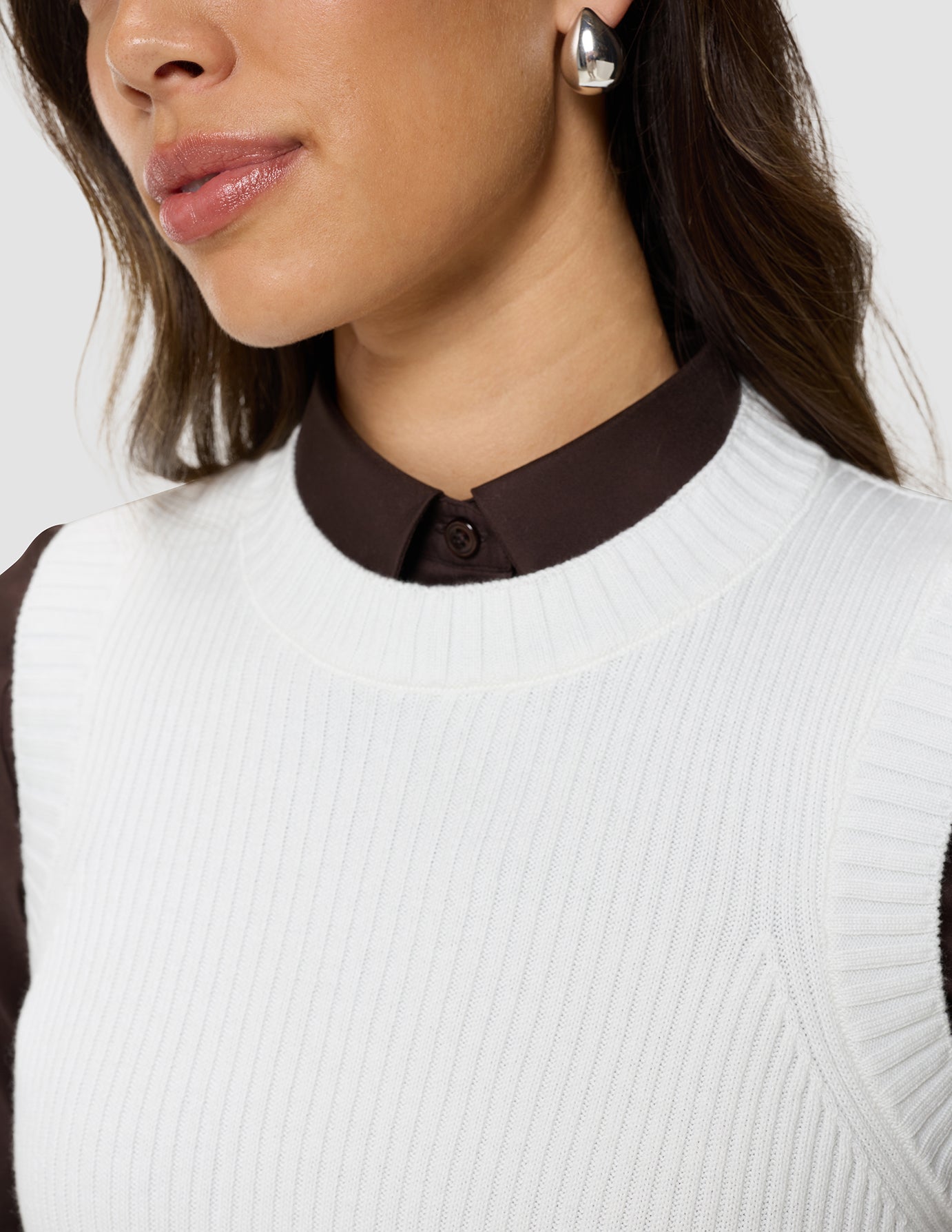 Women's Fine Knit Rib Vest Off White